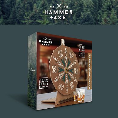 Hammer & Axe Vintage Drinking Wheel Game With 4 Shot Glasses