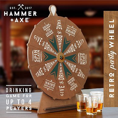 Hammer & Axe Vintage Drinking Wheel Game With 4 Shot Glasses