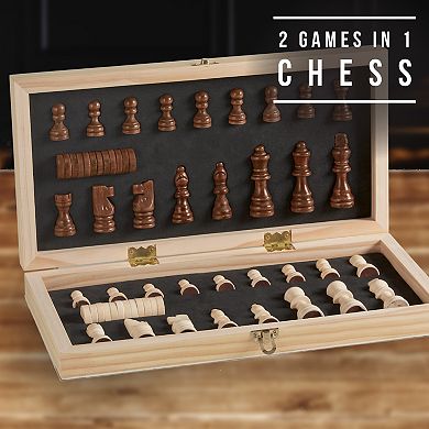 Hammer & Axe 2-In-1 Checkers & Chess Board Game Set