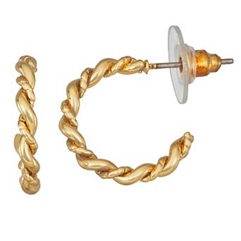Napier Gold Tone Small Open C-Hoop Earrings