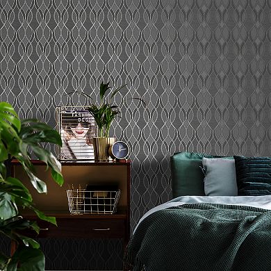 Sublime Ribbon Geo Grey And Gold Removable Wallpaper