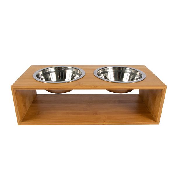 Sonoma Goods For Life® Stainless Steel & Bamboo Double Diner Pet Bowl