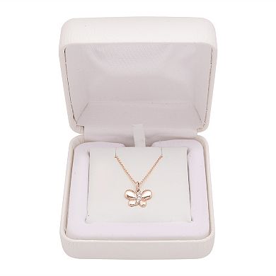 14k Rose Gold Over Sterling Silver Diamond Accent Butterfly Pendant ...