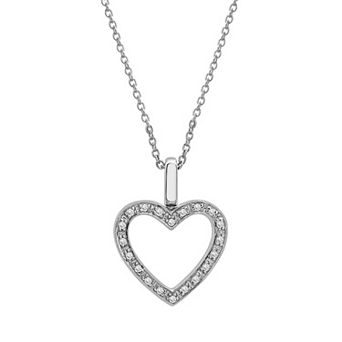 Sterling Silver 1/5 Carat T.W. White & Black Diamond Reversible Open Heart Pendant Necklace
