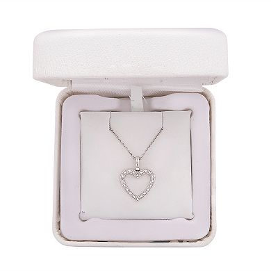 Sterling Silver 1/5 Carat T.W. White & Black Diamond Reversible Open Heart Pendant Necklace