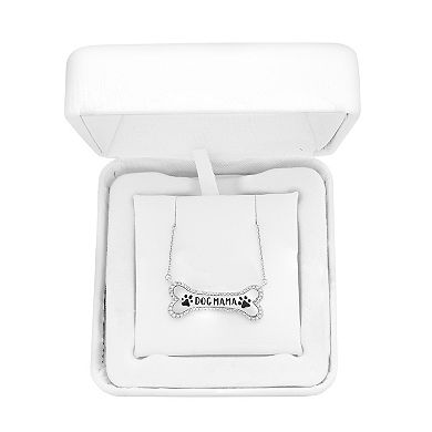 Sterling Silver 1/8 Carat T.W. Diamond "Dog Mama" Bone Necklace