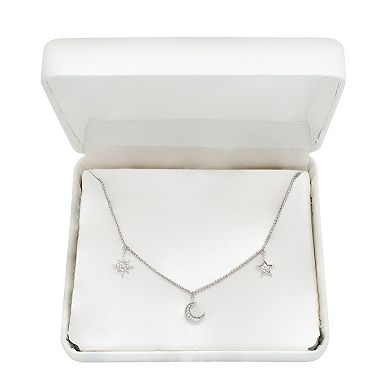 Sterling Silver 1/10 Carat T.W. Diamond Moon & Stars Anklet