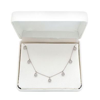 Sterling Silver 1/10 Carat T.W. Diamond Miracle Plate Station Anklet