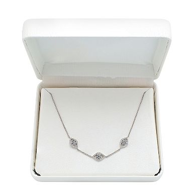 Sterling Silver 1/8 Carat T.W. Black & White Diamond Evil Eye Anklet