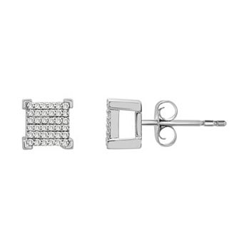 Men's Sterling Silver 1/4 Carat T.W. Diamond Square Stud Earrings