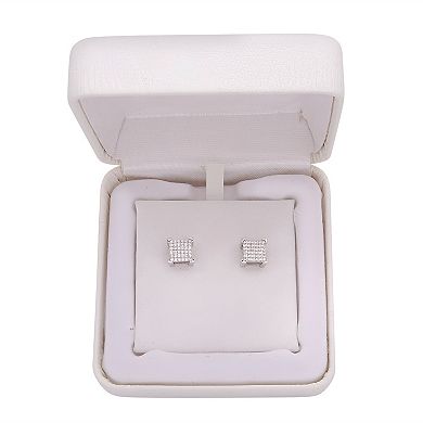 Men's Sterling Silver 1/4 Carat T.W. Diamond Square Stud Earrings