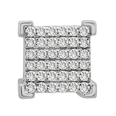 Men's Sterling Silver 1/4 Carat T.W. Diamond Square Stud Earrings