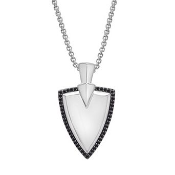 Men's Sterling Silver 1/4 Carat T.W. Black Diamond Shield Pendant Necklace