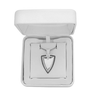 Men's Sterling Silver 1/4 Carat T.W. Black Diamond Shield Pendant Necklace
