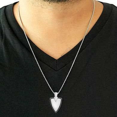 Men's Sterling Silver 1/4 Carat T.W. Black Diamond Shield Pendant Necklace