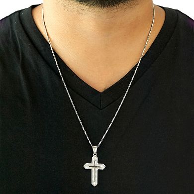 Men's Sterling Silver 1/2 Carat T.W. Diamond Cross Pendant Necklace