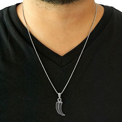 Men's Sterling Silver 1/4 Carat T.W. Black Diamond Horn Pendant Necklace