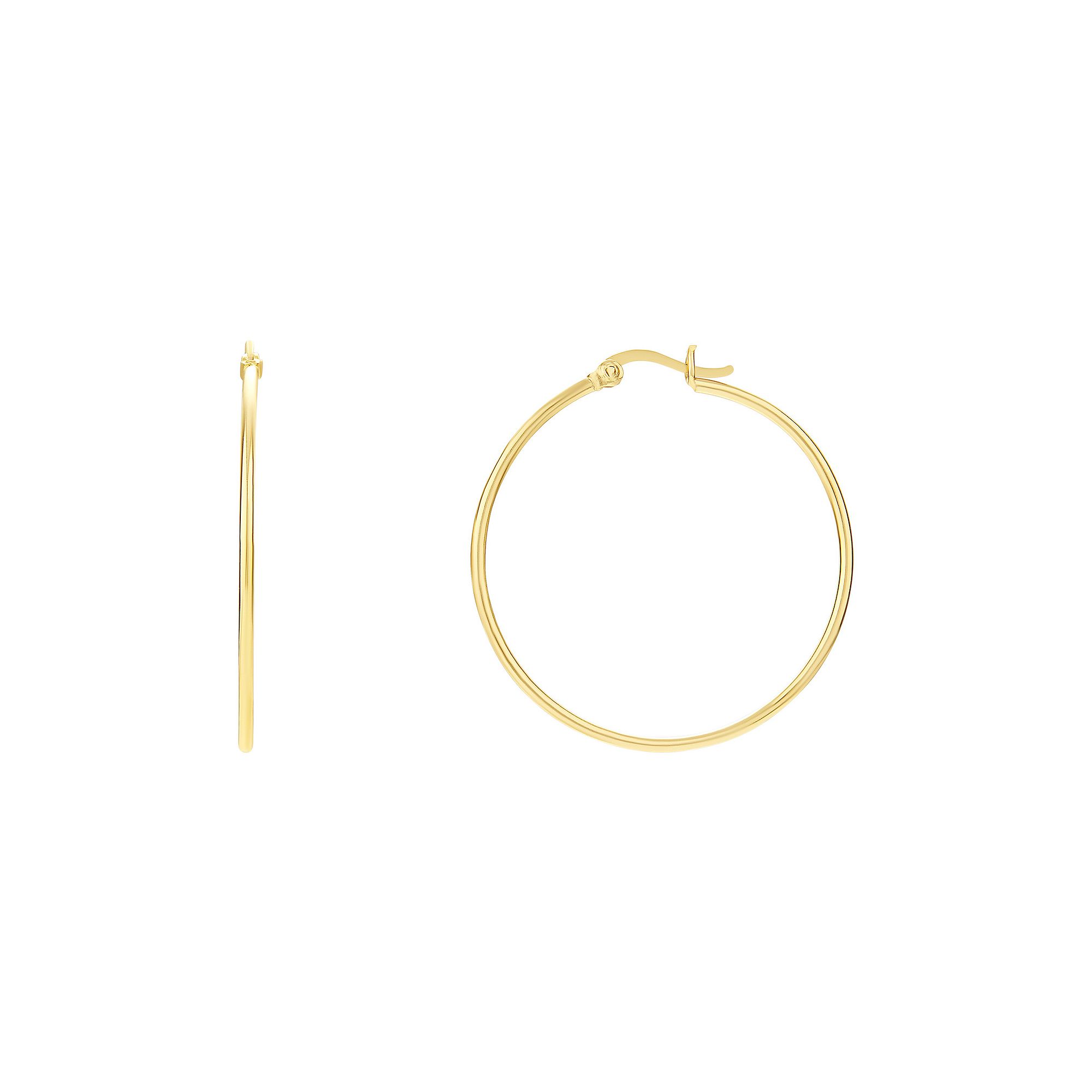 PRIMROSE Sterling Silver Polished Hoop Earrings, Womens, Size: 20MM, Gold 