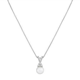 PRIMROSE Sterling Silver Cubic Zirconia & Simulated Pearl Pendant Necklace