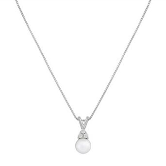 PRIMROSE Sterling Silver Cubic Zirconia & Simulated Pearl Pendant Necklace