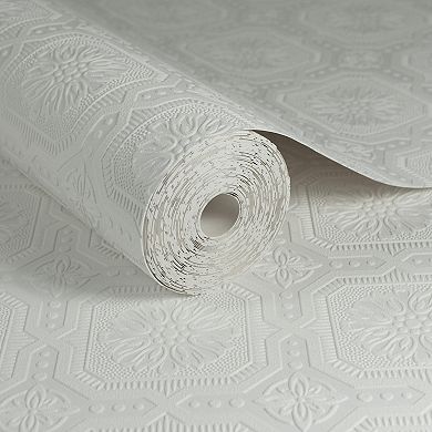 White Paintable Textured Removable Wallpaper