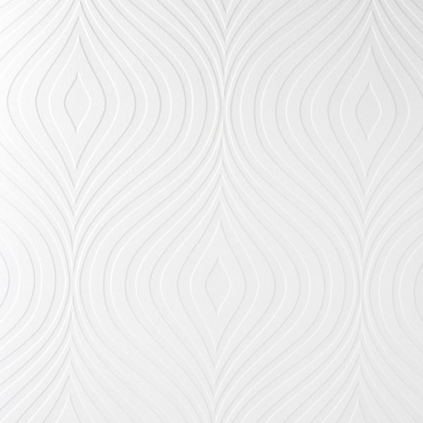 Curvy White Paintable Textured Removable Wallpaper