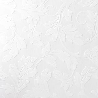 Large Scrolling Leaf Textured Paintable Removable Wallpaper