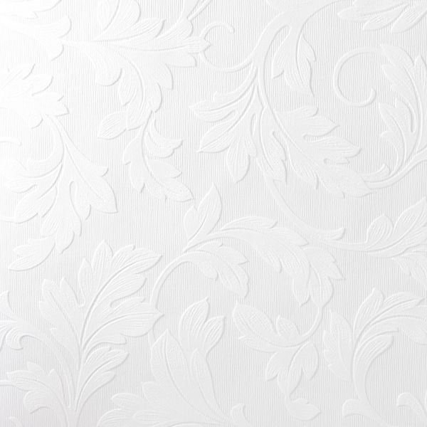 Large Scrolling Leaf Textured Paintable Removable Wallpaper