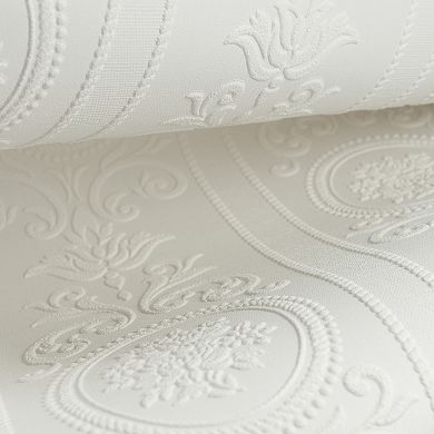 Cameo Stripe Textured Paintable Removable Wallpaper