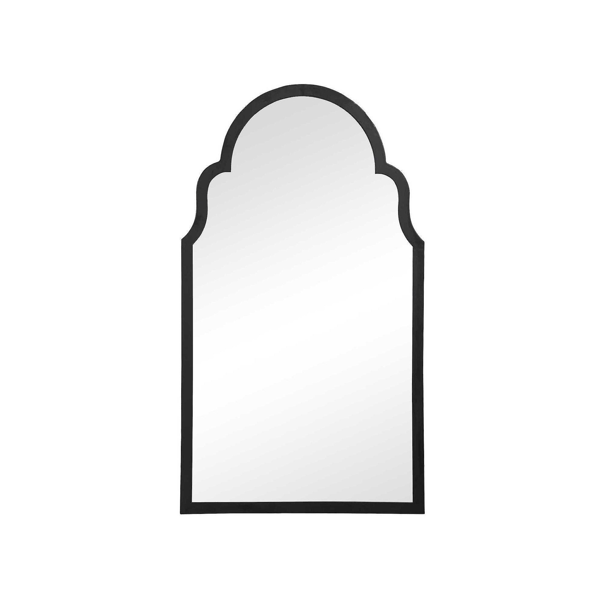Notched Top Wall Mirror, Black