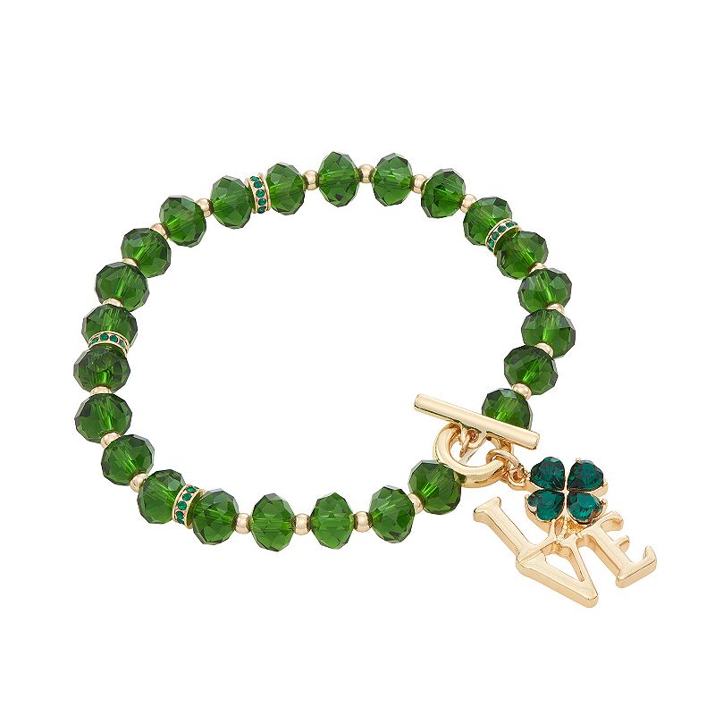 Napier Gold Tone Lucky Leprechauns Love Charm Bracelet, Womens, Green