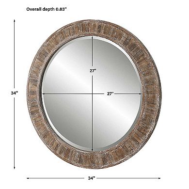 Round Slatted Wall Mirror