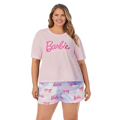 Plus Size Barbie® Boxy Pajama Tee and Pajama Short Set