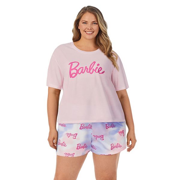 Plus Size Barbie® Pajama Short Sleeve Tee and Pajama Jogger Set
