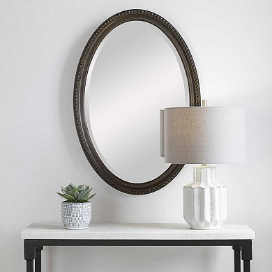 Beaded Beveled Oval Wall Mirror