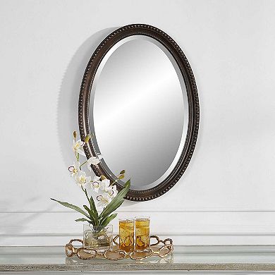 Beaded Beveled Oval Wall Mirror