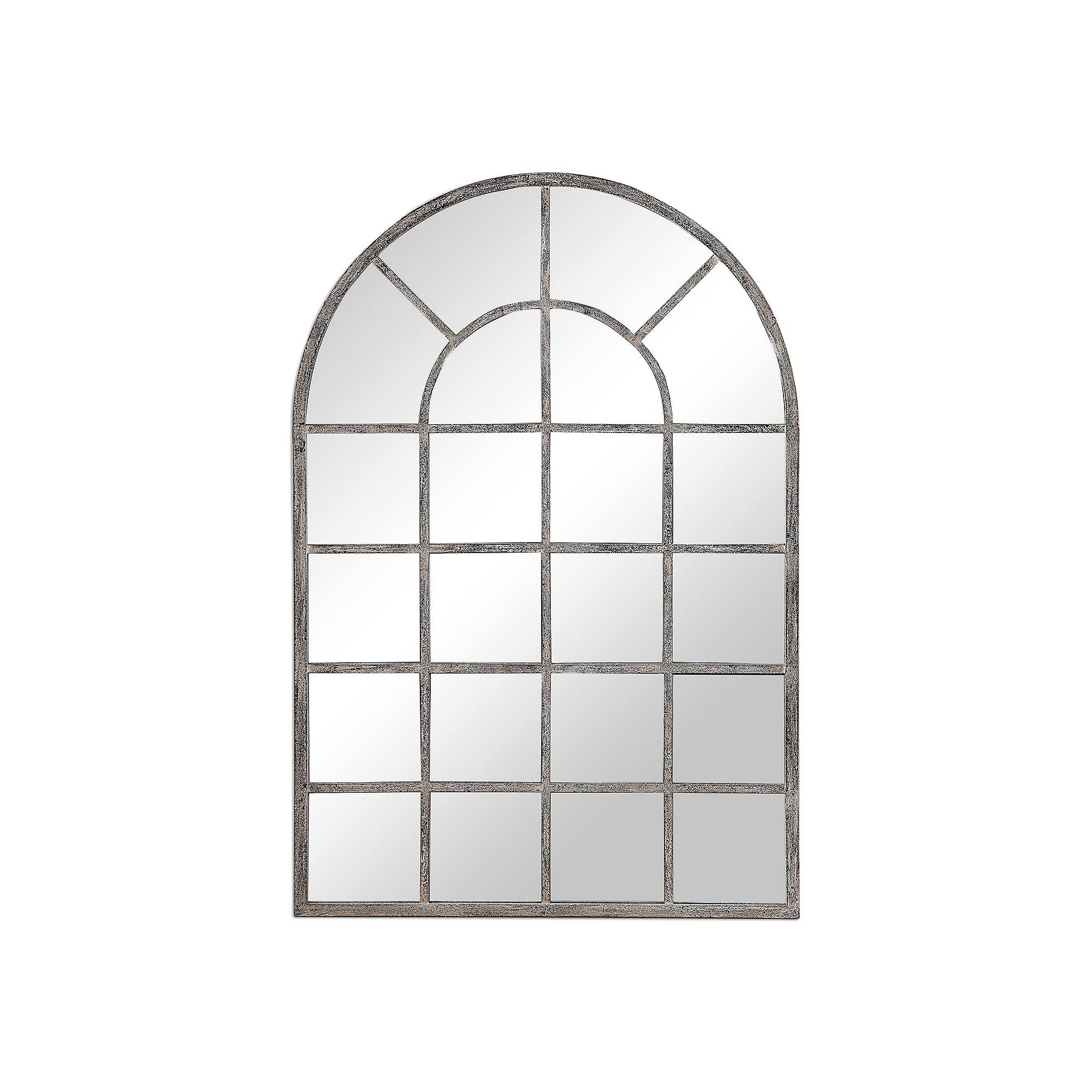 Farmhouse Windowpane Wall Mirror, Gray
