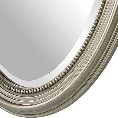 Oval Beaded Trim Beveled Wall Mirror