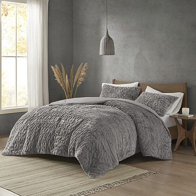 Madison Park Dakota Ruched Faux Fur Down Alternative-Comforter Set with Shams