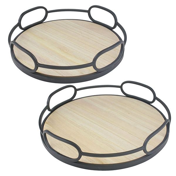 Stonebriar Collection Decorative Circle Tray Table Decor 2piece Set