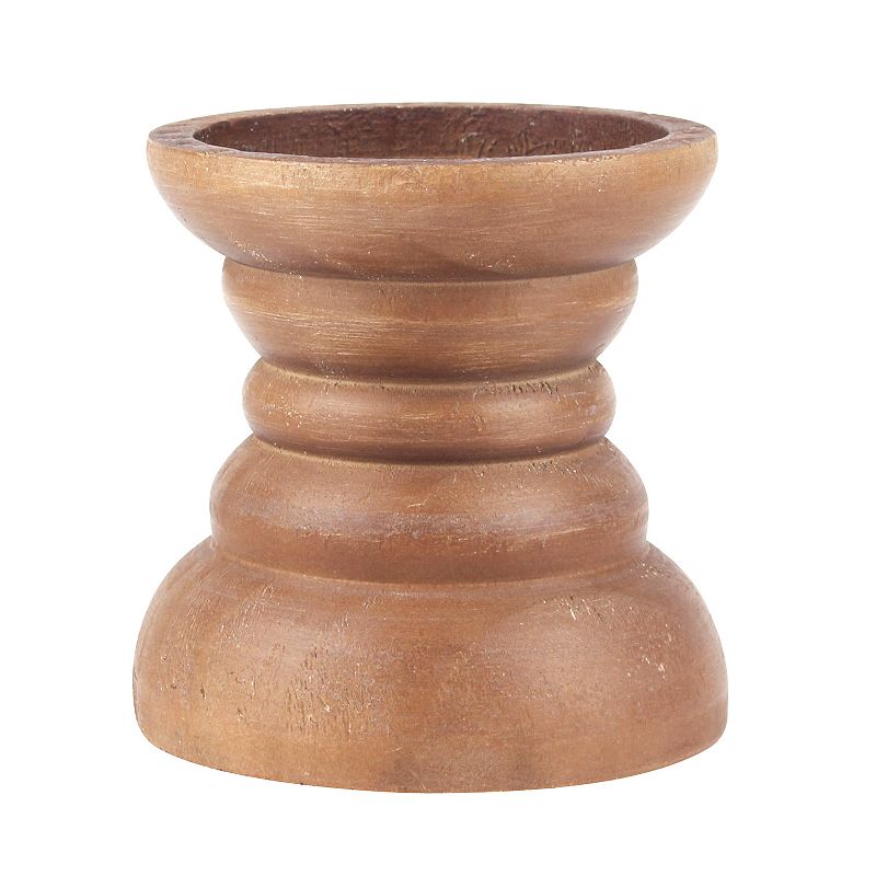 Stonebriar Collection Small Pillar Candle Holder, Brown