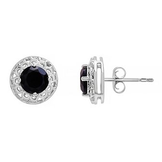 Sterling Silver Onyx Filigree Stud Earrings