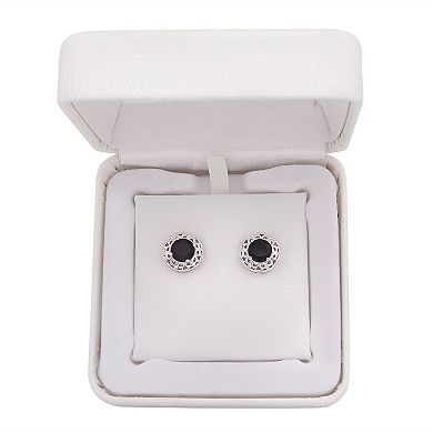 Sterling Silver Onyx Filigree Stud Earrings