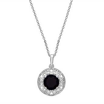 Sterling Silver Onyx Filigree Pendant Necklace