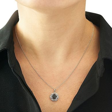 Sterling Silver Onyx Filigree Pendant Necklace