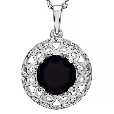 Sterling Silver Onyx Filigree Pendant Necklace