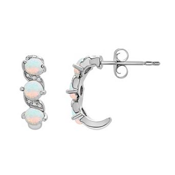 Sterling Silver Lab-Created Opal Twist Stud Earrings