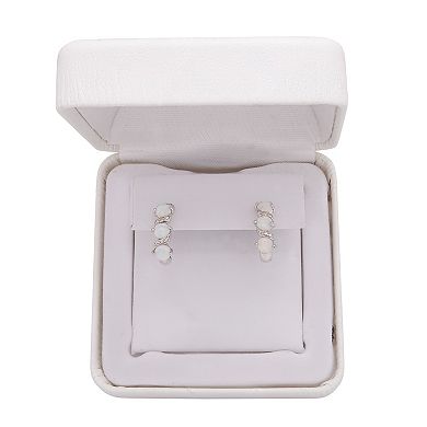 Sterling Silver Lab-Created Opal Twist Stud Earrings