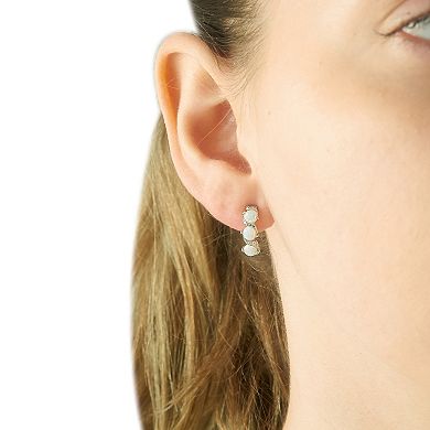 Sterling Silver Lab-Created Opal Twist Stud Earrings
