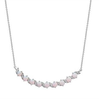 Sterling Silver Lab-Created Opal Twist Collar Necklace